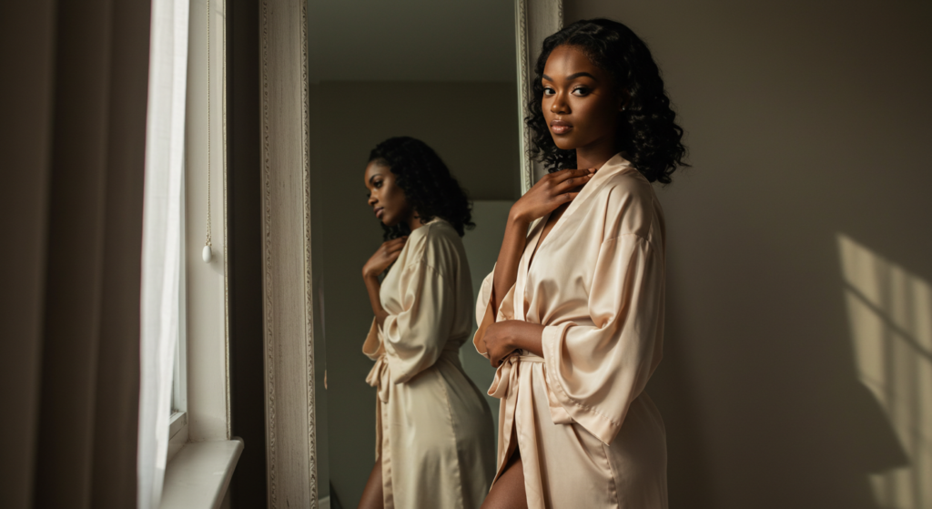 Woman in bathrobe satisfied: benefits of cloves sexually for women