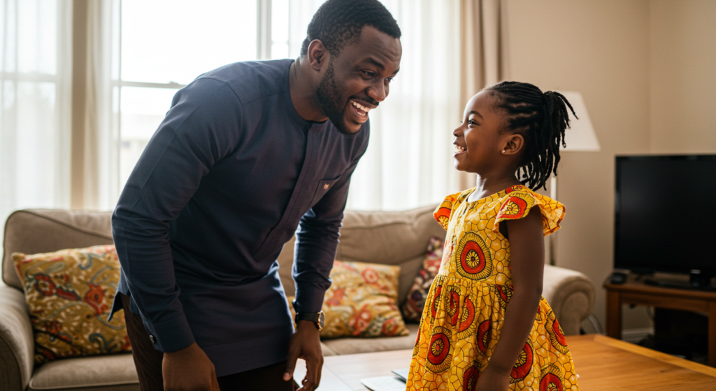 Father smiling and saying birthday wishes for my daughter
