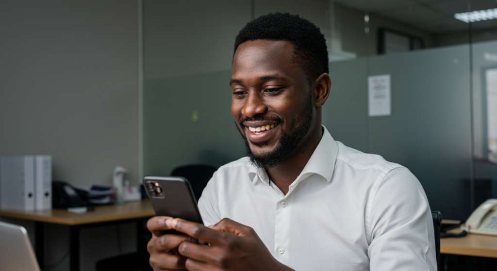 Man sending motivational new month wishes to his colleagues