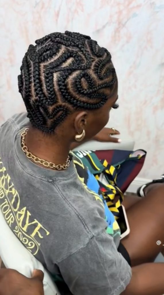 Short Tribal Braids with Intricate Cornrow Patterns