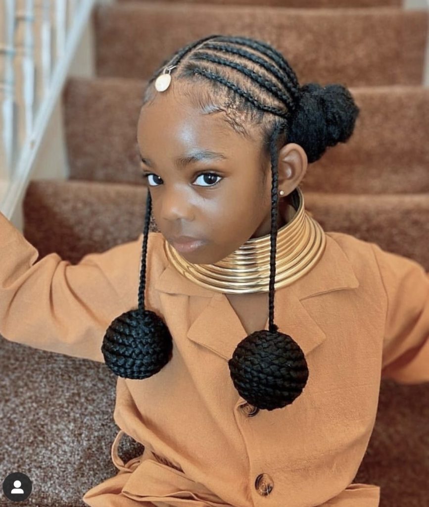 Tribal Braid with Side Bangs and Bantu Knots