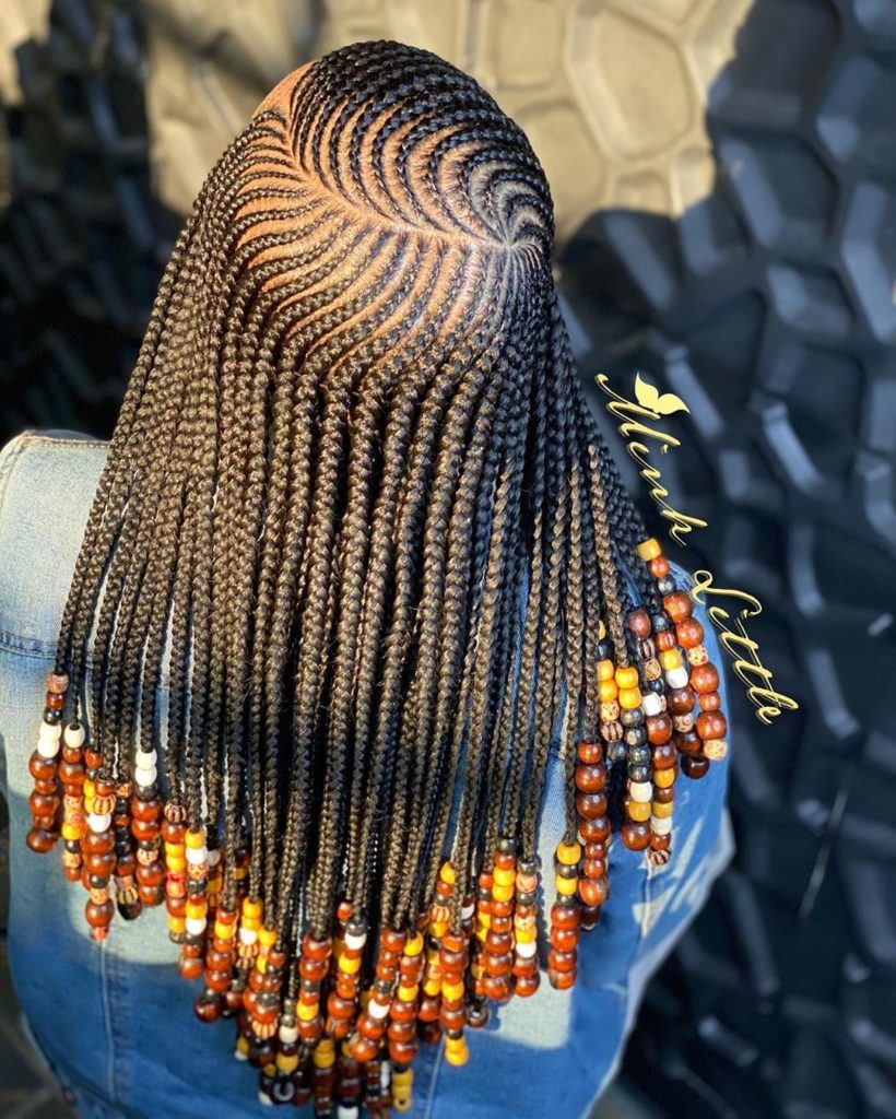 Spiral-Pattern Beaded Cornrows