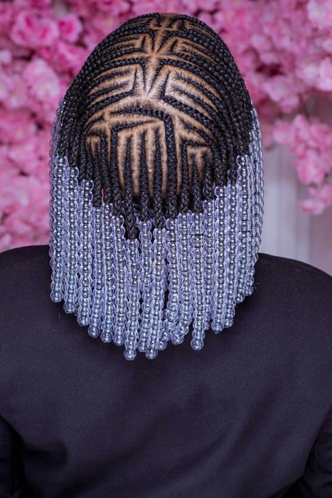 Starburst Cornrows with Clear Beaded Bob