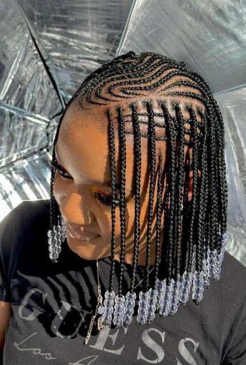 Intricate Tribal Braids with Beads (Bob Length)