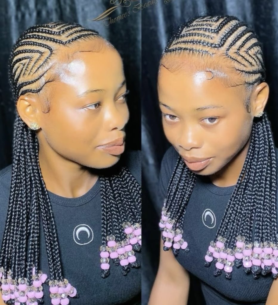 All-Back Tribal Braids with Beads