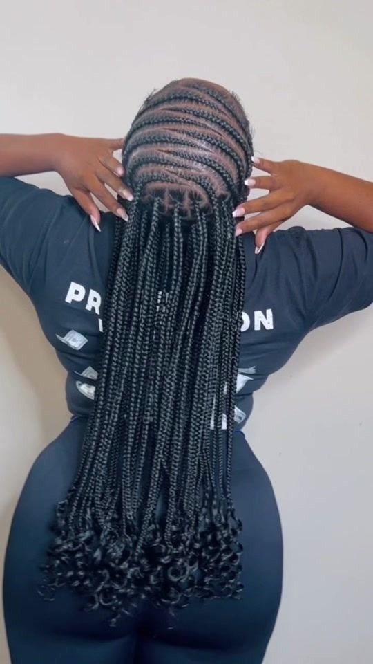 All-Back Cornrows with Curly Ends