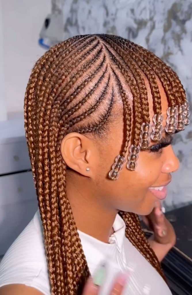 Cornrows with Beaded Fringe