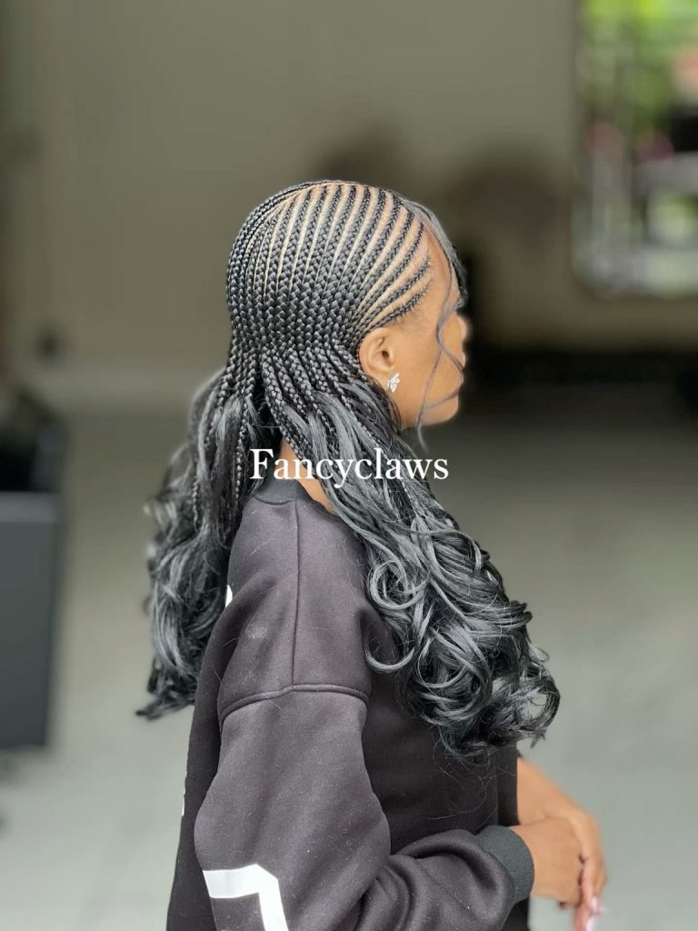 Cornrows with Single Strand Front Curls