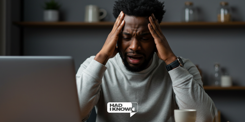 Man holding his head in despair