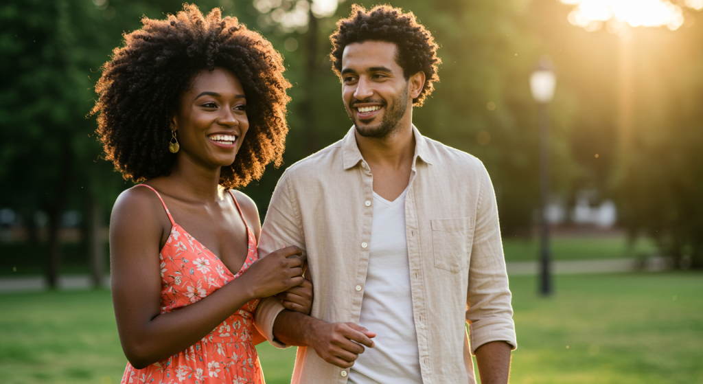 a girl and her man being asked romantic questions