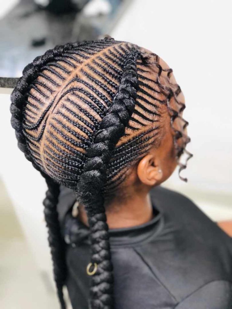 Stitch Cornrows with Jumbo Feed-In Braids