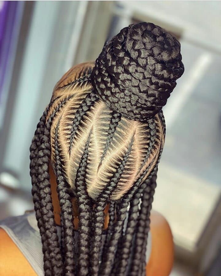 Updo Cornrows with Braided Bun