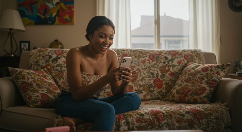 A woman receiving heart-touching happy birthday wishes