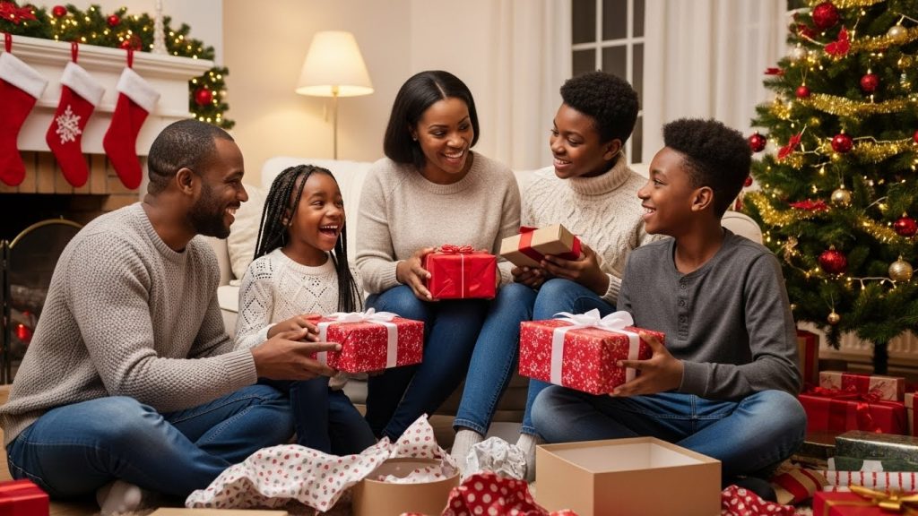 A family celebrating boxing day