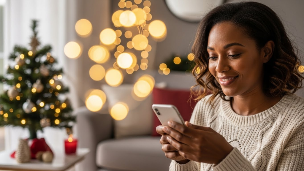 Woman sharing Merry Christmas wishes