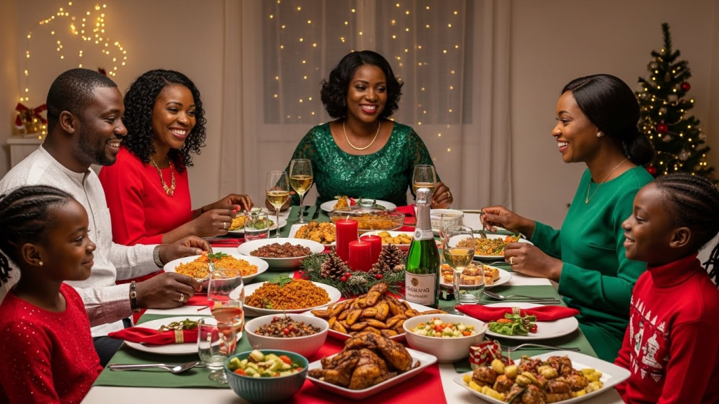 Family sharing Merry Christmas wishes