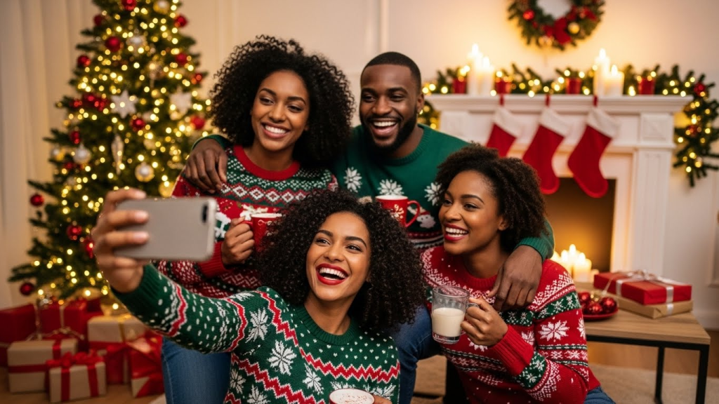 Friends sharing Merry Christmas wishes