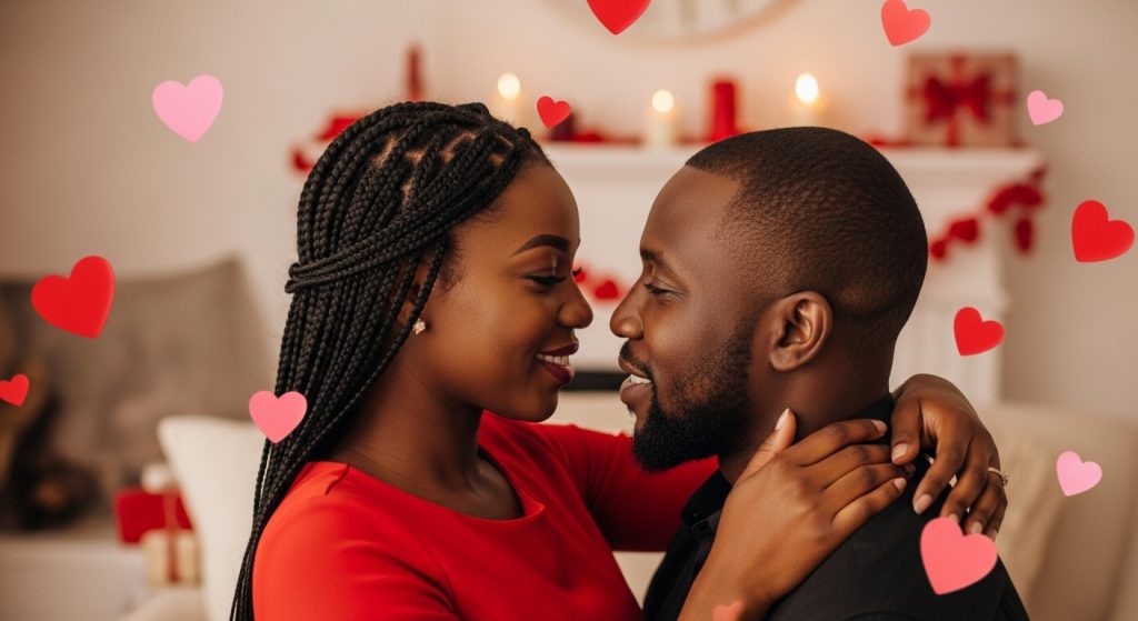 Man saying short and sweet valentines messages to his girlfriend