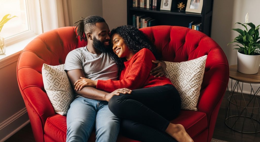 Man saying long valentines messages to his girlfriend