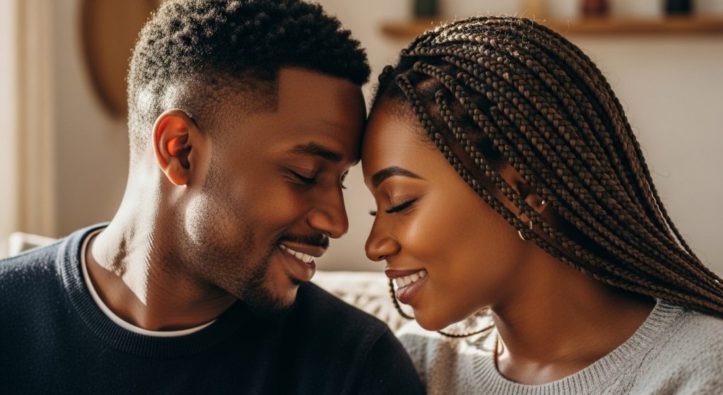 Couple saying cute valentines messages to each other