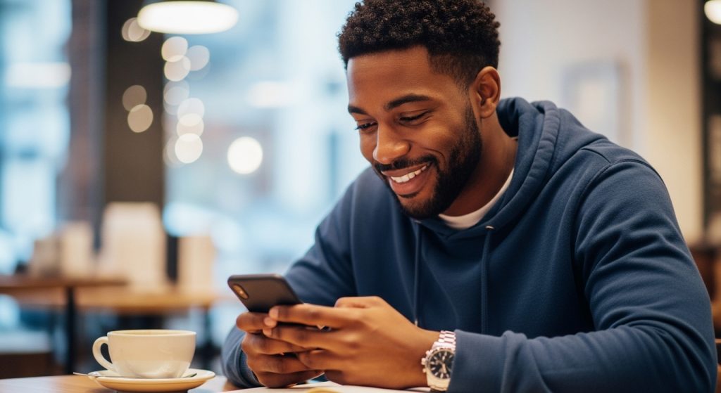 Man sending "happy birthday to my love"