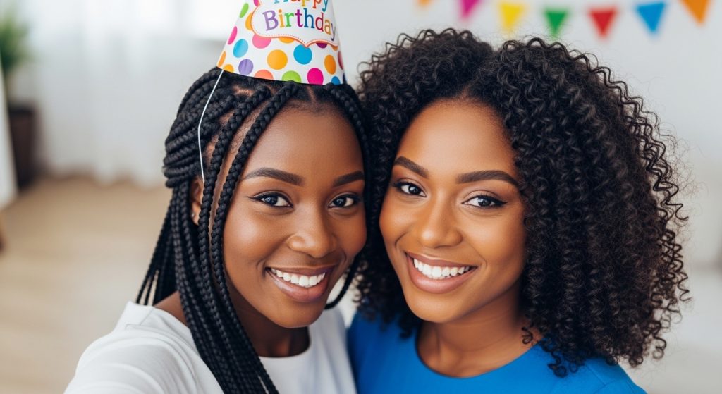 Woman saying funny birthday wishes to a sister.