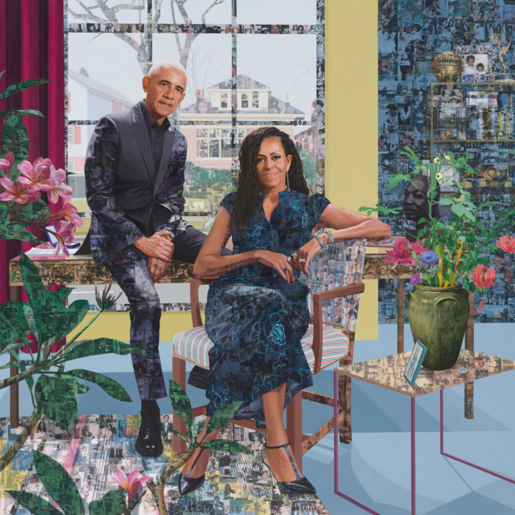 Njideka Akunyili Crosby painting: “The Obamas: Springing Forth” (2026)
