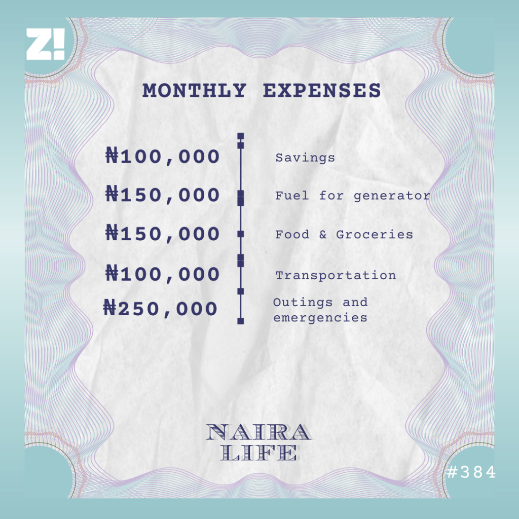 NairaLife 384 expenses